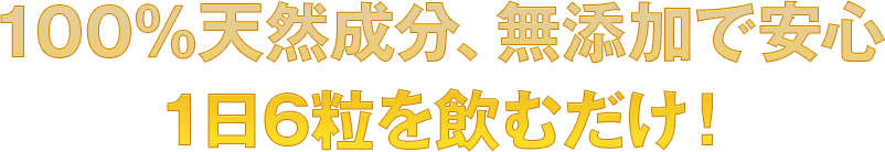 100％天然成分、無添加で安心 1日6粒を飲むだけ！