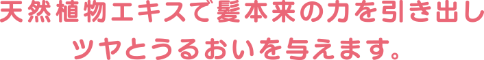 天然植物エキスで髪本来の力を引き出しツヤとうるおいを与えます。