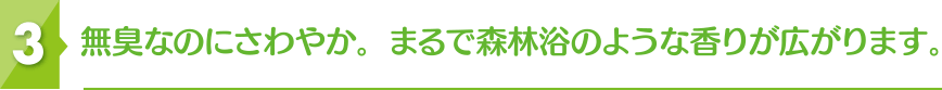 無臭なのに爽やか。まるで森林浴のような香りが広がります