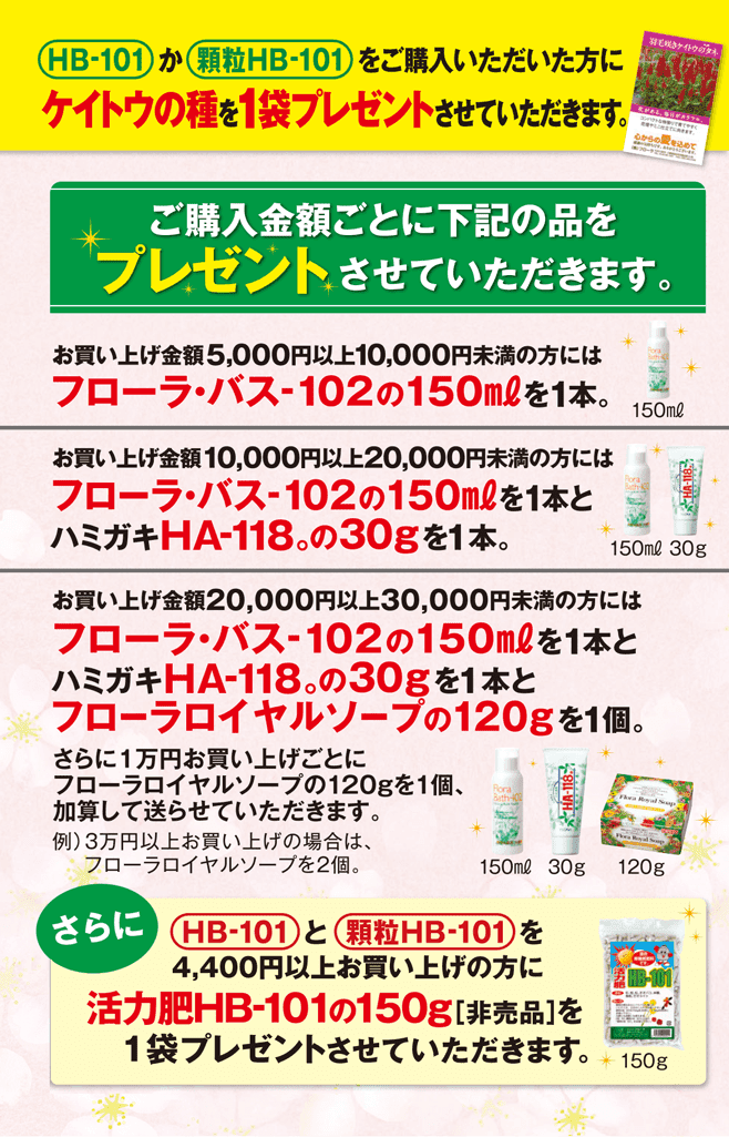 期間延長・春限定のプレゼントキャンペーン【令和2年5月10日迄】