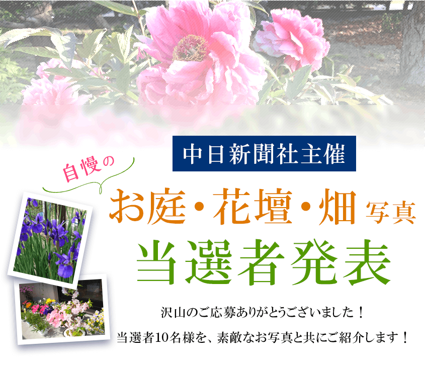 中日新聞社主催　自慢のお庭・花壇・畑写真当選者発表