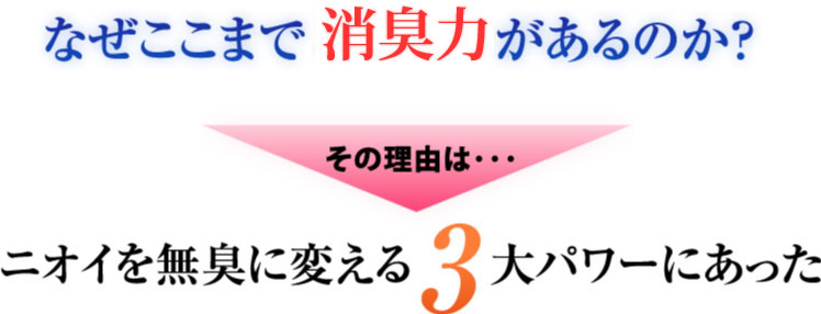 なぜここまで即効力があるのか？その理由は･･･ニオイを無臭に変える3大パワーにあった